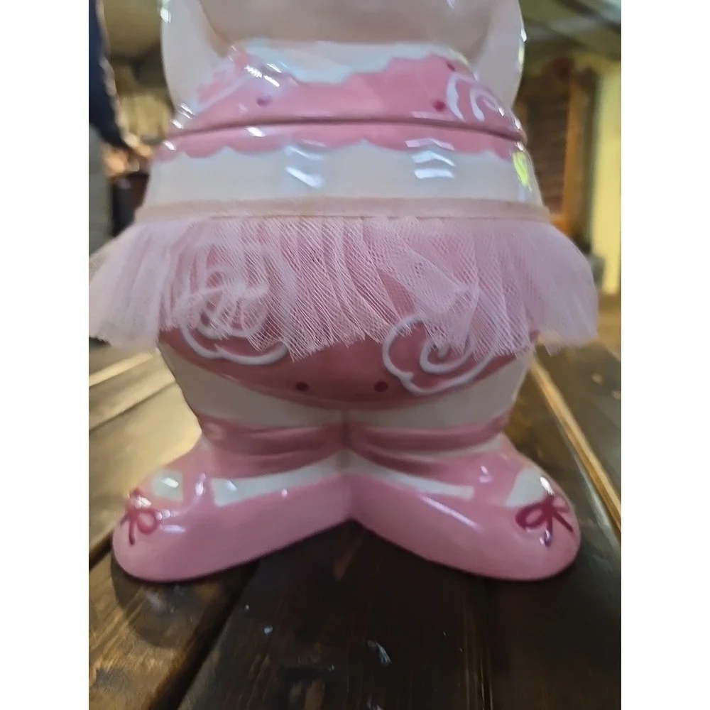 Vintage Ballerina Dancing Pink Pig‎ with Tutu Ceramic Cookie Jar  11 